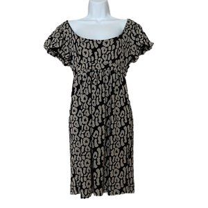Johnny Martin Women's Gray/Black Peasant Cap Sleeve Open Back Knit Dress Size M